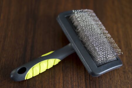 detail of cat brush using for brushing and desheddnig cats furの写真素材