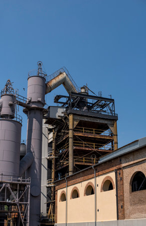 2021. 07.07 Starachowice, Poland: building inside of an industry terrain with one of the oldest steel mills in Poland in the city of Starachowiceのeditorial素材