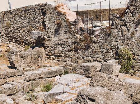 Ruins of an ancient city inside of the medielav old town of Rhodesの写真素材