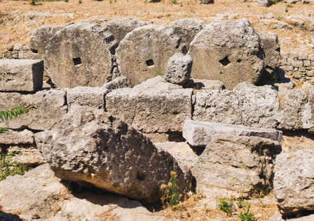 Ruins of an ancient city inside of the medielav old town of Rhodesの写真素材