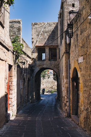 architecture of medieval city of Rhodes in Greeceのeditorial素材