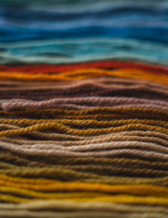 Close up of vibrant created from wool yarn in different colorsの写真素材