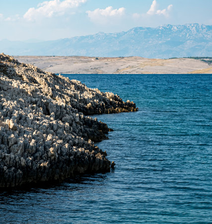 Hilly dalmatian coast of the Adriatic Sea near the city of Vrsi in Croatia