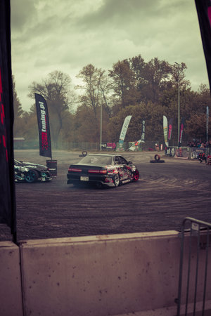 20 April 2024, Lublin, Poland: Car drifting during motosession 2023 in Lublin