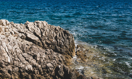 Rocky Coast of Mediterranean Sea in Croatia during summer seasonの写真素材