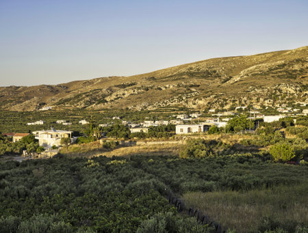 Buildings in the village of Platanos near the mountains of Creteの写真素材