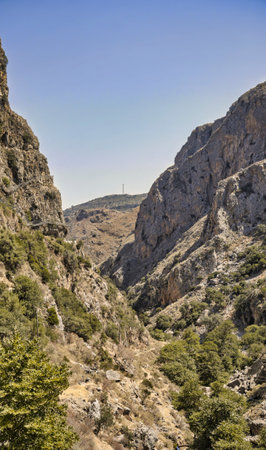 Landscape with Topolia gorge on the island of Creteの写真素材