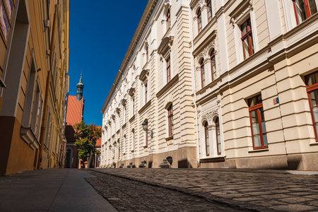 Old buildings located in the old town of Bydgoszcz in Polandの写真素材