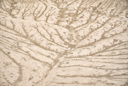 Detail of structures of eroded hills of Komolithi earth pyramids on the island of Creteの写真素材