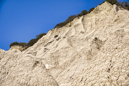 natural landscape formed by rainwater erosion depicting the earth pyramids at Komolithi in Crete