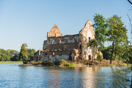 Ruins of the Church of Our Lady of Loreto in Chodel, Polandの写真素材