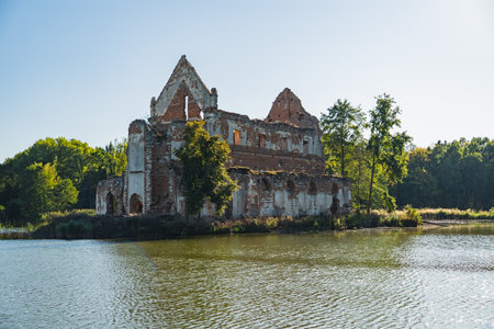 Ruins of the Church of Our Lady of Loreto in Chodel, Polandの写真素材