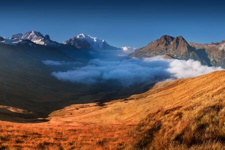 Chamonix valley in summer sunny day. Mont Blanc Tour, France.の写真素材