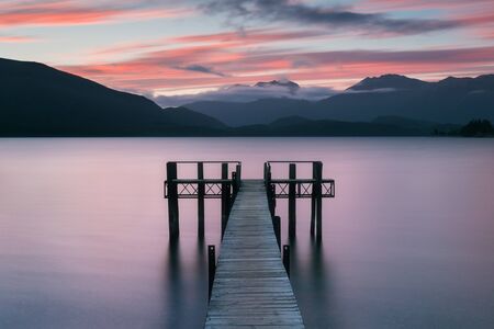 Beautiful pier on sunriseの写真素材