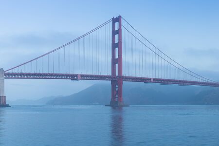 Golden Gate Bridge at sunset, San Francisco, California, USAの写真素材