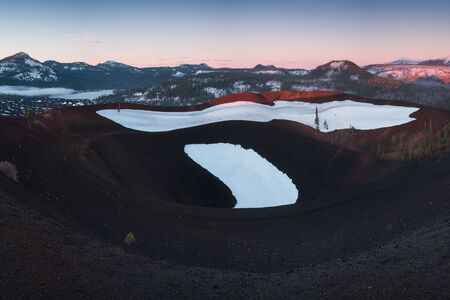 Painted Dunes seen from the top of the Cinder Cone in Lassen Volcanic National Park, on a sunny dayの写真素材