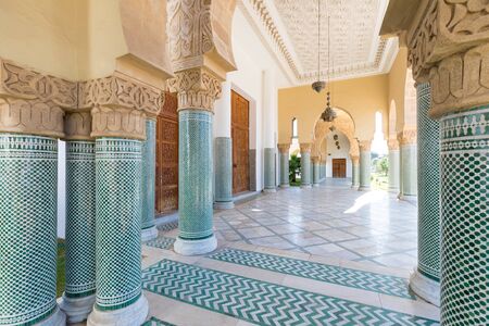 Traditional and typical moroccan architectural details. Mosque in Kenitra, West Chrarda Province, Beni Hussein, Morocco. Sunny dayの写真素材
