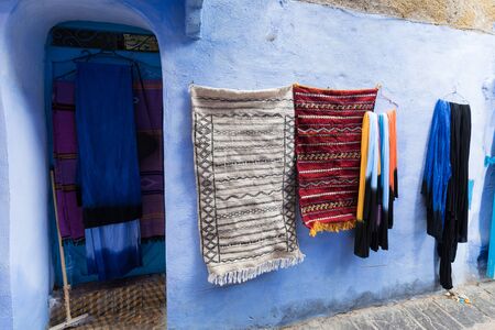 Traditional and typical moroccan architectural details in Chefchaouen, Morocco Africa Nice doors, windowsの写真素材