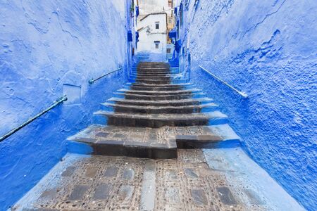 Traditional and typical moroccan architectural details in Chefchaouen, Morocco Africa Nice doors, windowsの写真素材
