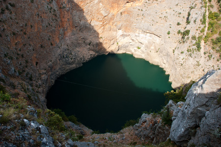 Famous Red Lake in Imotski - Croatiaの写真素材