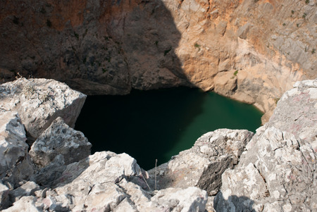 Famous Red Lake in Imotski - Croatiaの写真素材