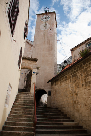 Clock tower in OmiÅ¡, Dalmatia, Croatiaの写真素材