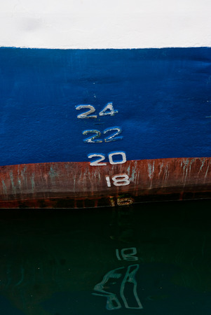 Photo of depth markers on the industrial shipの写真素材