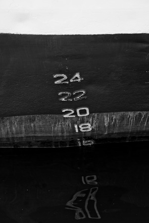 Photo of depth markers on the industrial shipの写真素材