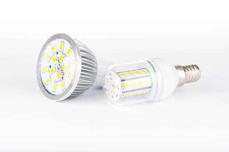 Photo of led bulbs on white backgroundの写真素材