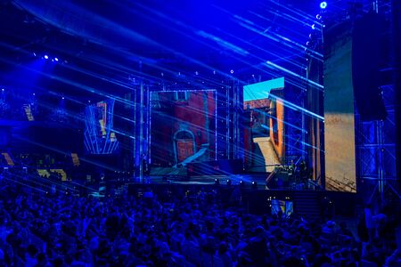 KATOWICE, POLAND - MARCH 3, 2019: Intel Extreme Masters 2019 - Electronic Sports World Cup on march 3, 2019 in Katowice, Silesia, Poland. IEM ESL Couter Strike Global Offensive final, ENCE vs ASTRALIS; esportのeditorial素材