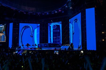 KATOWICE, POLAND - MARCH 3, 2019: Intel Extreme Masters 2019 - Electronic Sports World Cup on march 3, 2019 in Katowice, Silesia, Poland. IEM ESL Couter Strike Global Offensive final, ENCE vs ASTRALIS; esportのeditorial素材