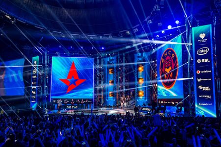 KATOWICE, POLAND - MARCH 3, 2019: Intel Extreme Masters 2019 - Electronic Sports World Cup on march 3, 2019 in Katowice, Silesia, Poland. IEM ESL Couter Strike Global Offensive final, ENCE vs ASTRALIS; esportのeditorial素材