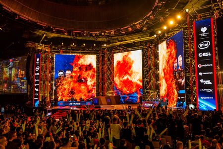 KATOWICE, POLAND - MARCH 3, 2019: Intel Extreme Masters 2019 - Electronic Sports World Cup on march 3, 2019 in Katowice, Silesia, Poland. IEM ESL Couter Strike Global Offensive final, ENCE vs ASTRALIS; esportのeditorial素材