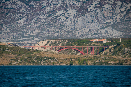 Photo of Maslenica bridge, A1 Highway bridge under Velebit Mountain, Dalmatia, Croatiaの写真素材