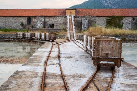 Photo of Old still working sea salt pans in Ston, Peljesac peninsula, Dalmatia, Croatiaの写真素材