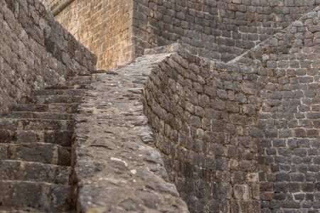 Photo of Detail of old, stone, medieval city walls in Ston, Peljesac peninsula, Dalmatia, Croatiaの写真素材