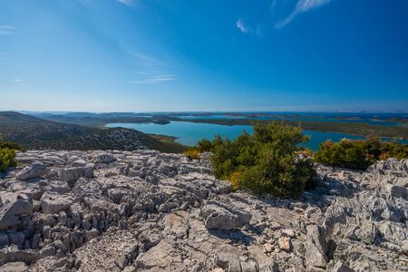 Photo of Vransko Lake and Kornati Islands. View from Kamenjak hill. Dalmatia, Croatia.の写真素材