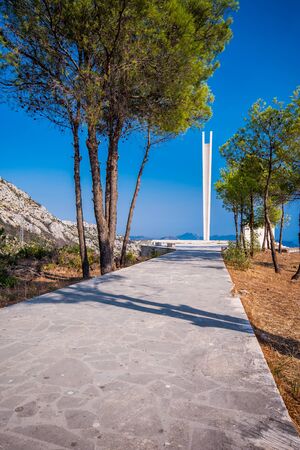 Photo of Peljesac landscape, view from village Pijavicino to Trstenik. Memorial of the partisans who were killed around PijaviÄino in World War II.の写真素材