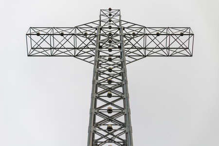 KOZY, POLAND - January 04, 2022: Cross on the top of Hrobacza Meadow in the Beskidsのeditorial素材