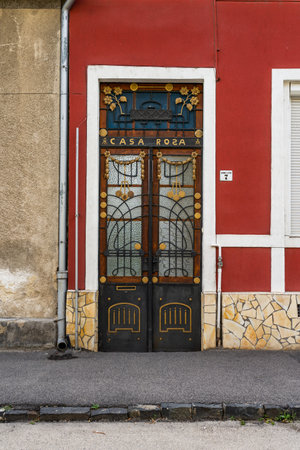 TAPOLCA, HUNGARY - August 27, 2021: Old town buildings in the center of Tapolca town, Hungaryのeditorial素材