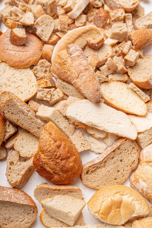 Photo of Slices of old, dry bread. Intended for a breadcrumbs of for the cattle. Dry bread.の写真素材