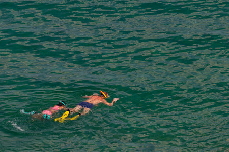 Photo of Two people snorkeling in Adriatic Seaの写真素材