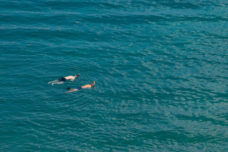 Photo of Two people snorkeling in Adriatic Seaの写真素材