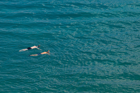 Photo of Two people snorkeling in Adriatic Seaの写真素材