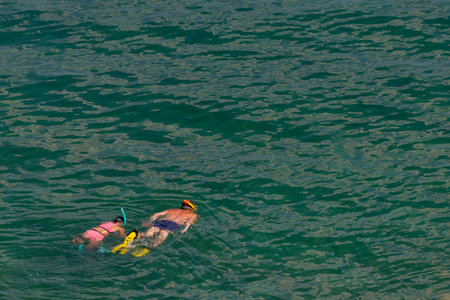 Photo of Two people snorkeling in Adriatic Seaの写真素材