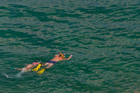 Photo of Two people snorkeling in Adriatic Seaの写真素材