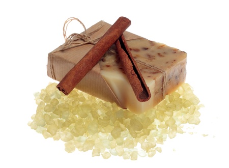 Spa natural handmade soap isolated on white backgroundの写真素材