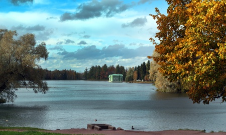 Golden autumn in the park (Russia, St.Petersburg, Gatchina)の写真素材