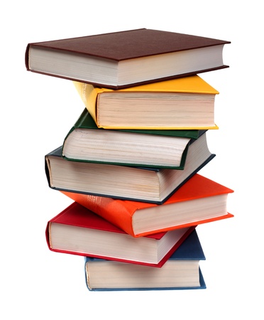 Stack of color books isolated on white backgroundの写真素材