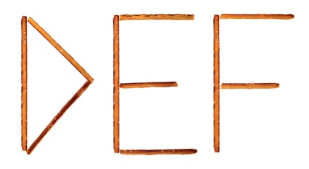 The alphabet from salty sticks isolated on white backgroundの写真素材